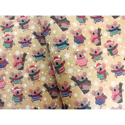 Christmas Wrapping Paper - 500mm x 60M - Santa Koalas