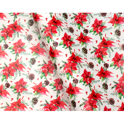 Christmas Wrapping Paper - 500mm x 60M - Poinsettias