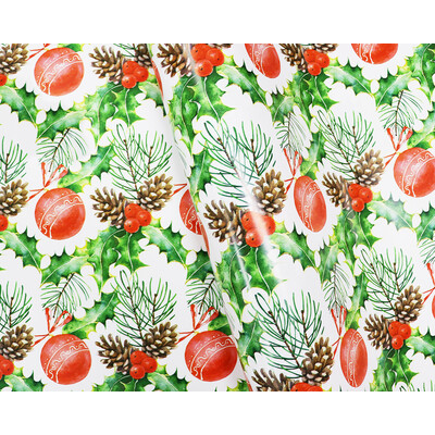 Wrapping Paper - 500mm x 60M - Christmas Wrapping Paper - Hollies with Berries
