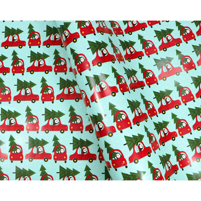 Wrapping Paper - 500mm x 60M - Christmas Wrapping Paper - Penguins On A Mission