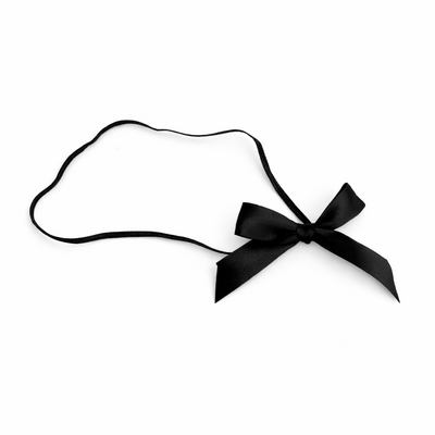Satin Gift Bows With Elastic Loop - 7cm - Black
