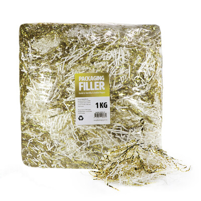 Shredded Paper Shreds Filler - 1KG - Vanilla & Gold Mix
