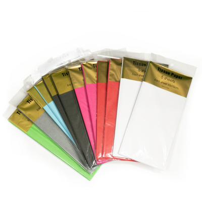 Tissue Paper - Assorted Colours (12 packs of 5 sheets) - 60 Sheets