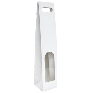 Premium Single Wine Bottle Gift Bags with Clear Window - Glossy White